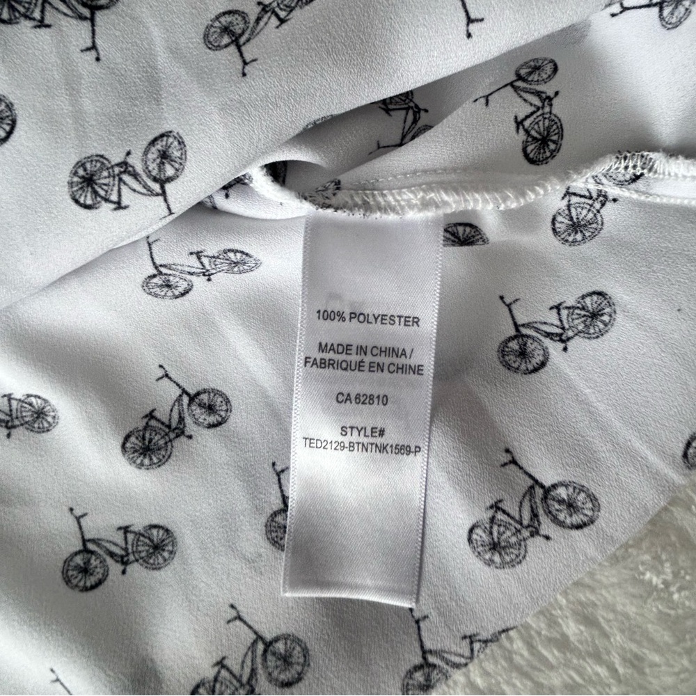 Ricki’s White Bicycle Print Women's Sleeveless Spring Summer Blouse Tank Top. XS - Picture 14 of 14